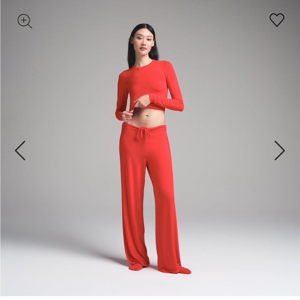 SKIMS Red Long Sleeve Top and Pants Set